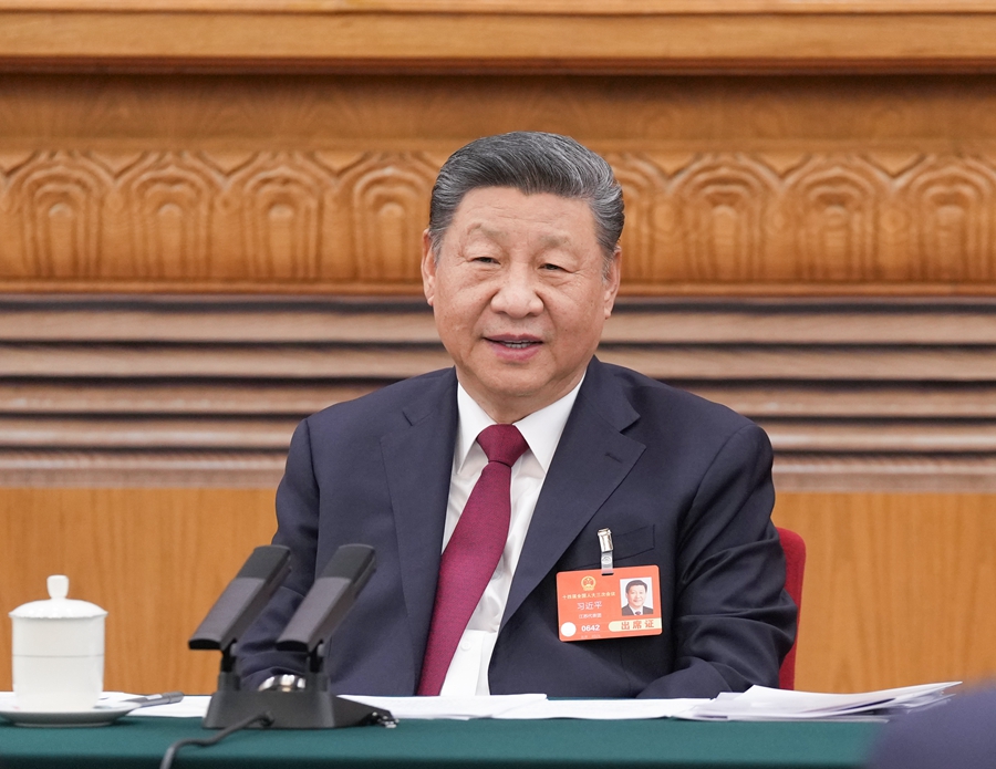 ??3月5日下午，中共中央總書記、國(guó)家主席、中央軍委主席習(xí)近平參加他所在的十四屆全國(guó)人大三次會(huì)議江蘇代表團(tuán)審議。